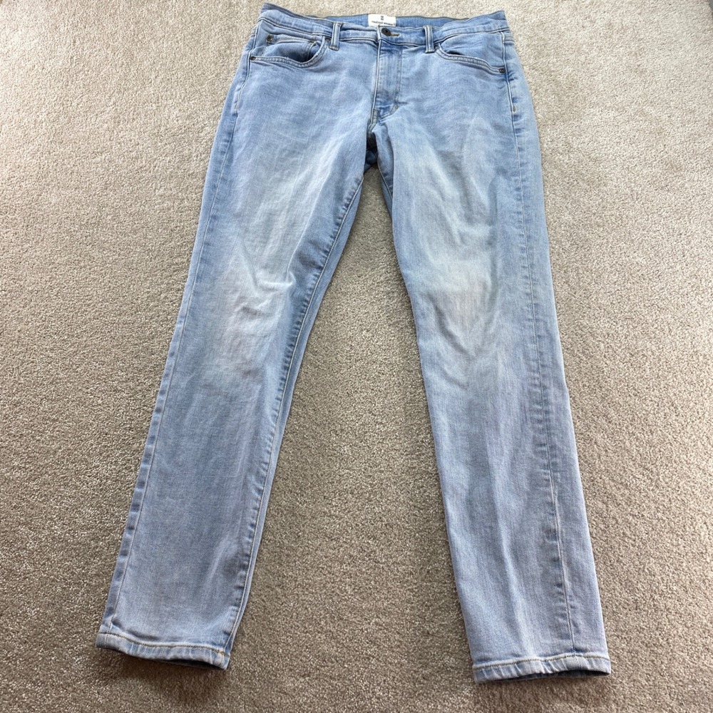 Mutual Weave The Slim Jeans Mens 33x32‎ Light Wash Blue Stretch Denim